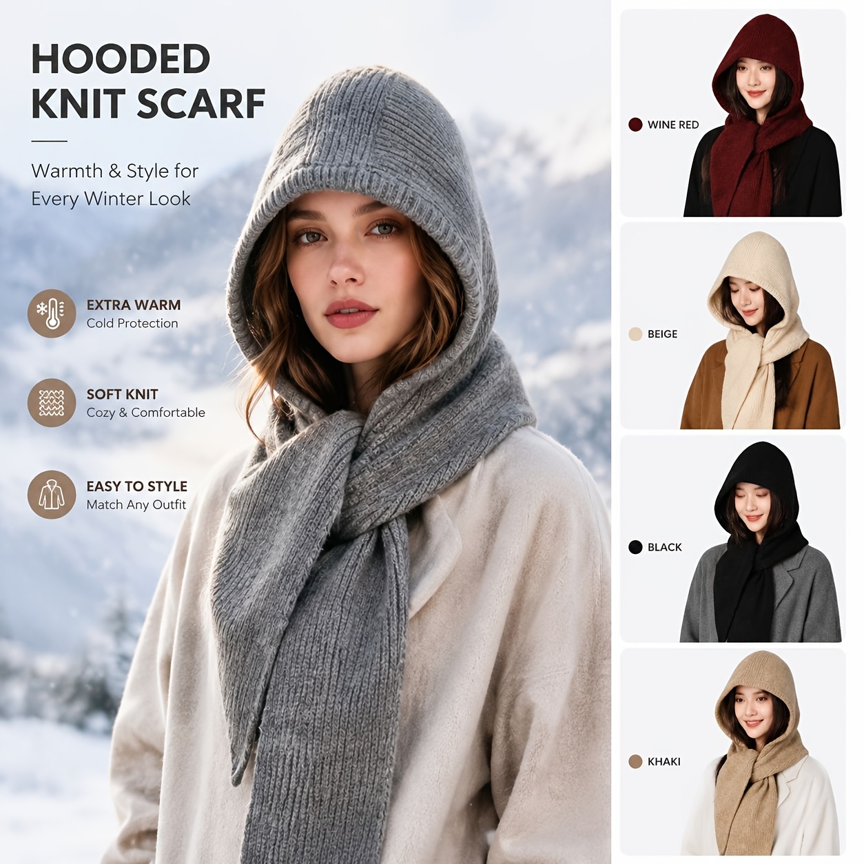 Men Accessories All - Damski i męski szalik z kapturem,